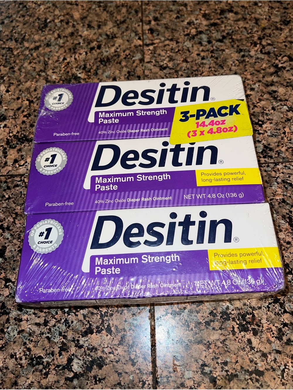 Desitin Maximum Strength Paste 3-Pack - Purple & White Packaging